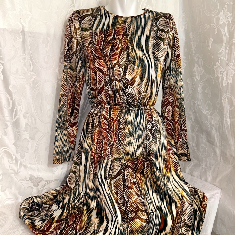 CAVALLI Cheetah Animal Print Long A-Line Dress